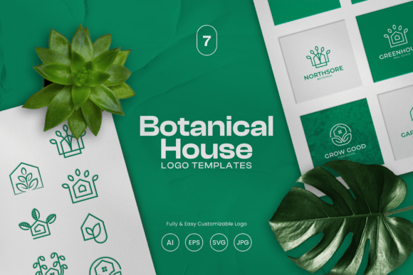 Botanical House Logo Template