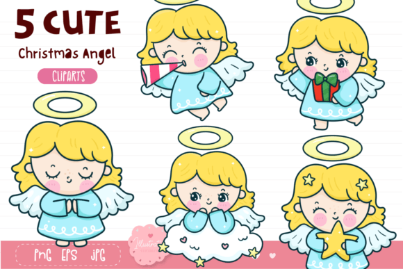 Christmas Angel Clipart Kawaii Cartoon: A Versatile Asset for Creative Projects