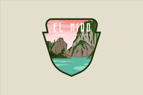 El Nido Palawan Beach Emblem Vector Logo: A Versatile Graphic for Travel, Business, and Advertising