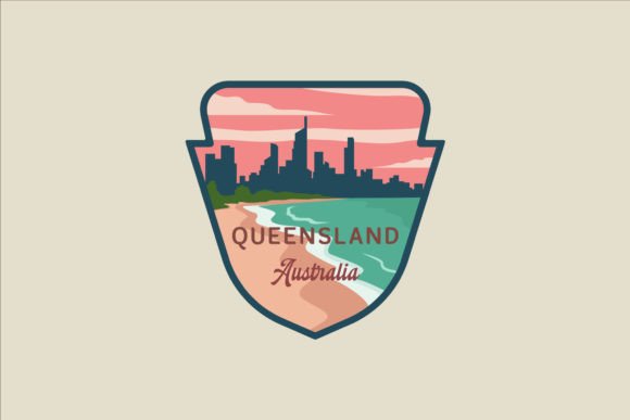 Queensland Beach Emblem Vector Design