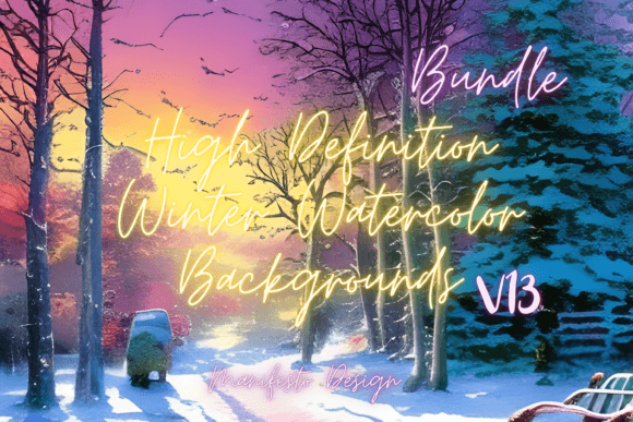 Winter Watercolor Background V13